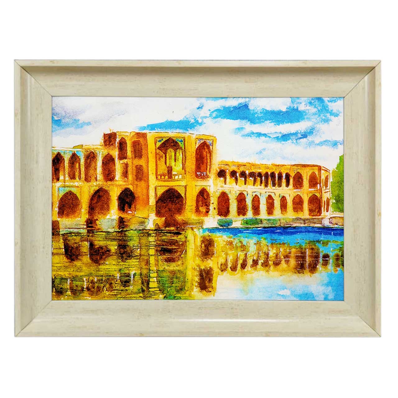 تابلو فرش چاپی طرح سی و سه پل کد 10235 سایز 70×50 سانتی متری