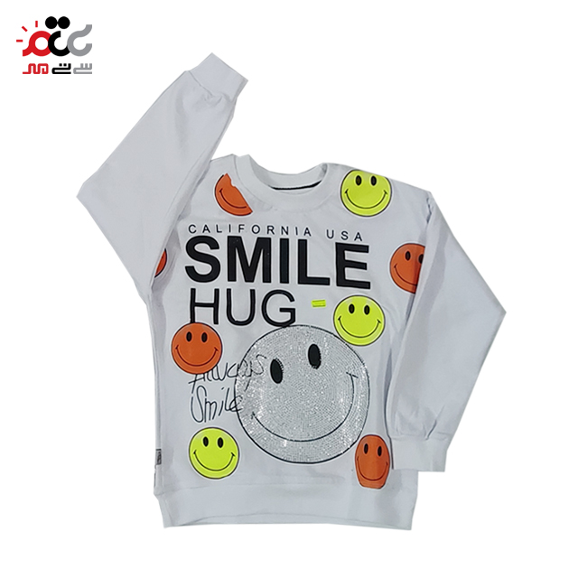 بهترین بلوز دخترانه آستین دار مشکی طرح SMILE