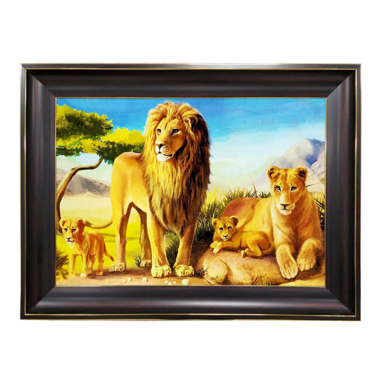 تابلو فرش چاپی طرح شیر کد 14019 سایز 60×40 سانتی متری