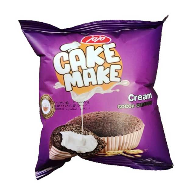 میک کیک شیفون کاکائویی با کرم خامه مزمز 50 گرمی