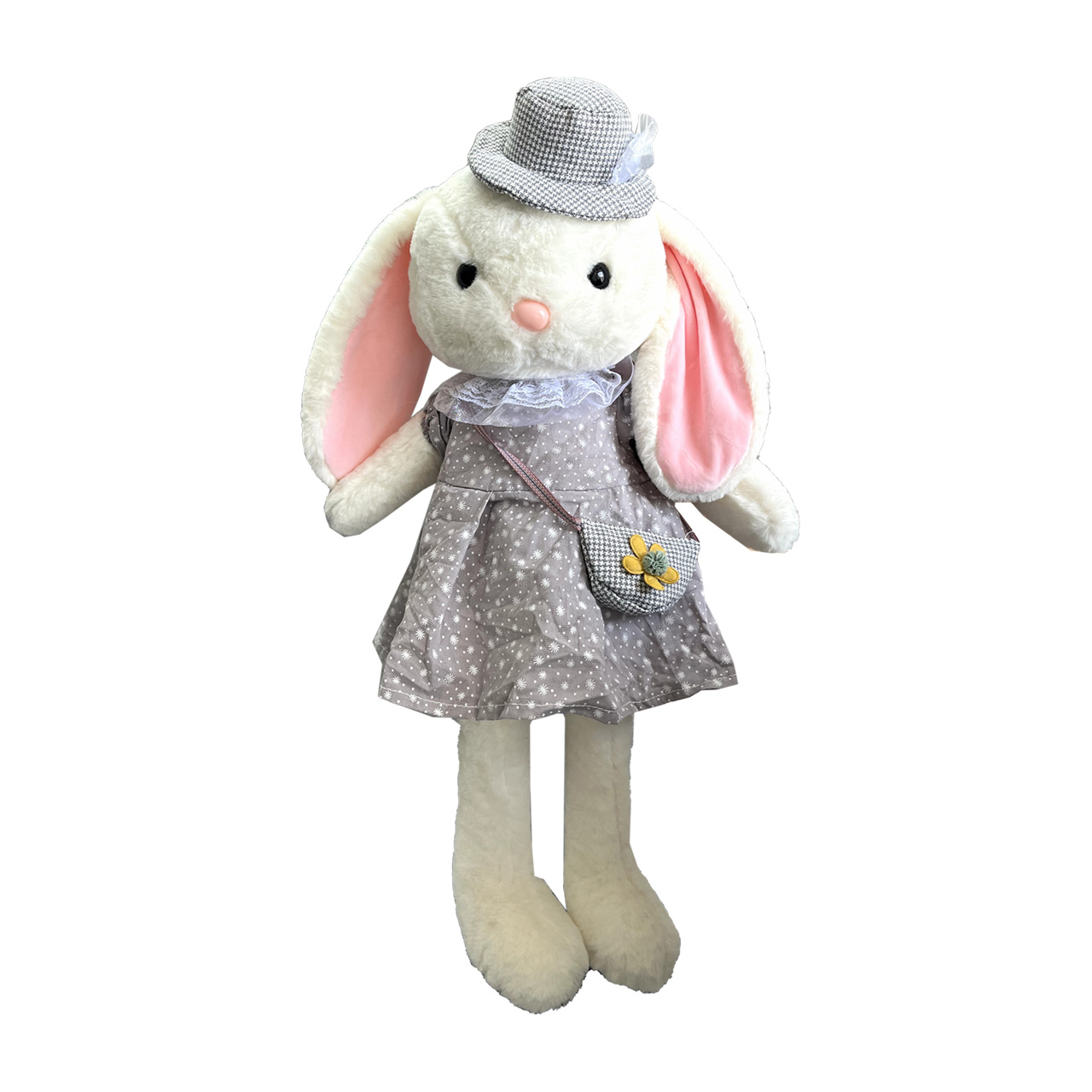 عروسک خرگوش لباس و کیف دار 45 سانتی