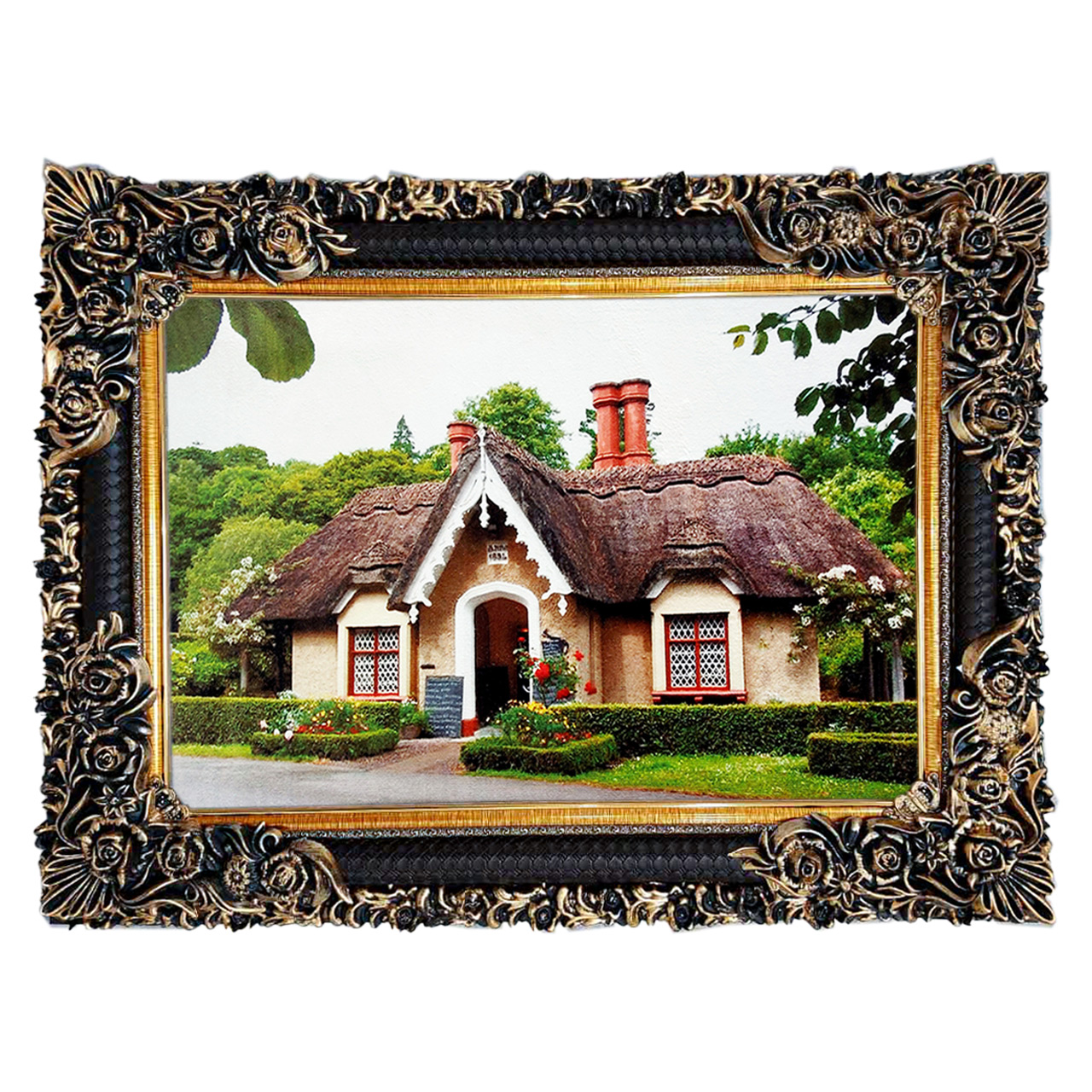 تابلو فرش چاپی طرح کلبه کد 10196 سایز 70×50 سانتی متری