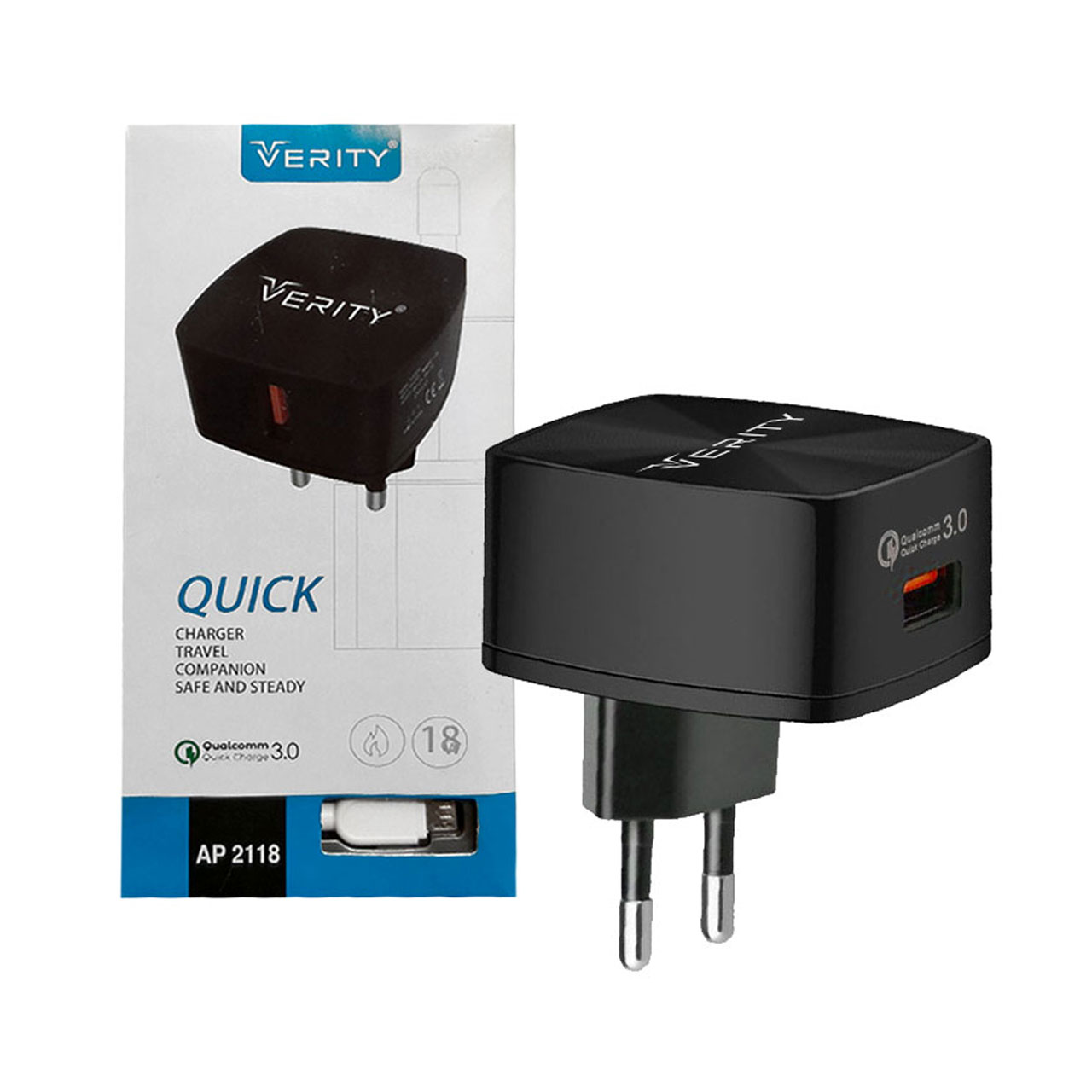 شارژر دیواری وریتی مدل AP-2118 به همراه کابل تبدیل USB-C