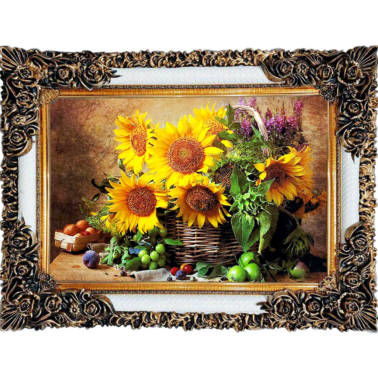 تابلو فرش چاپی طرح گل کد 12004 سایز 100×70 سانتی متری