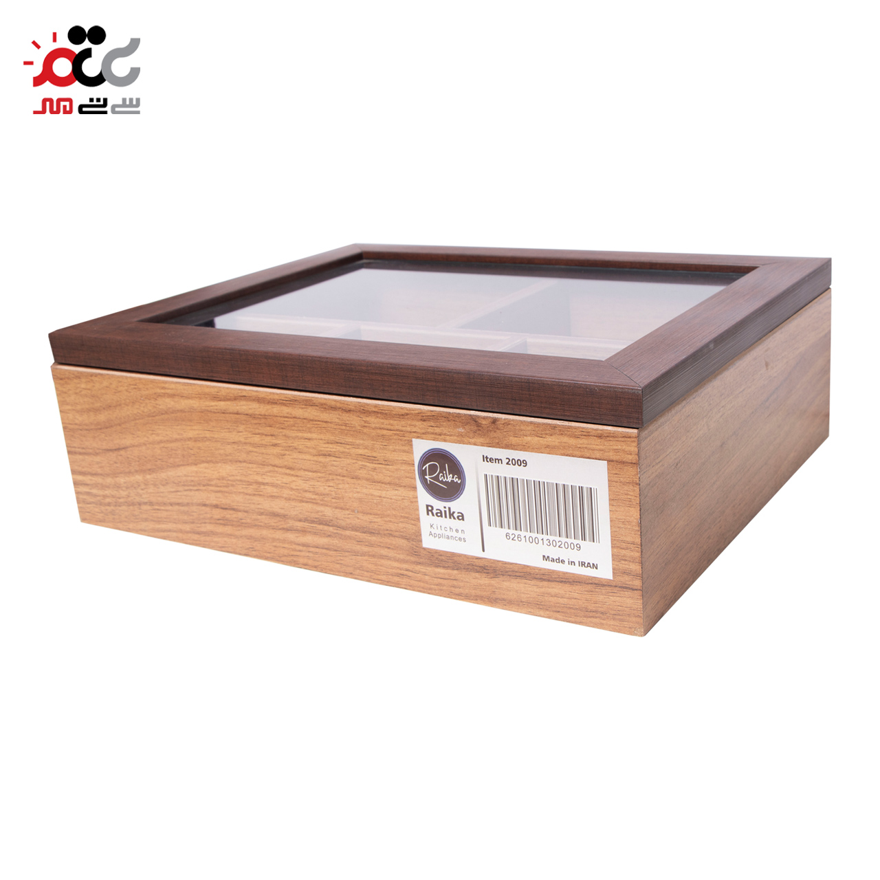باکس چای چوبی رایکا مدل مستطیل 5 خانه