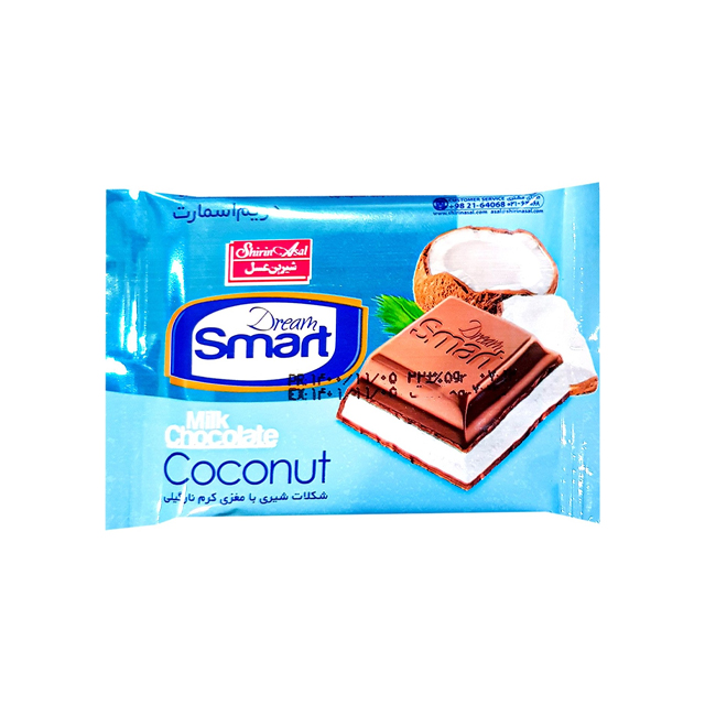 شکلات شیری با مغز کرم نارگیلی اسمارت شیرین عسل 22 گرمی