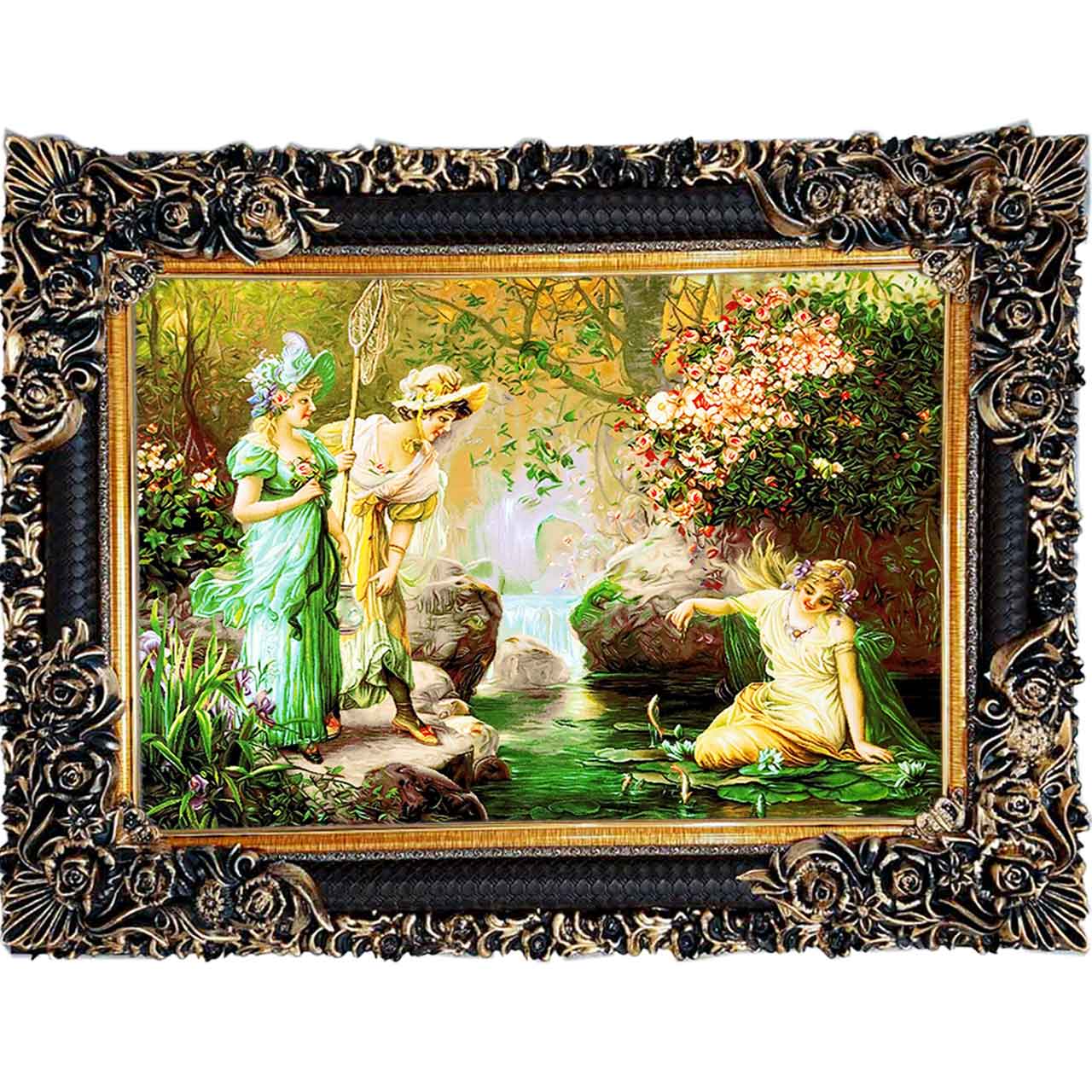 تابلو فرش چاپی طرح برکه کد 11063 سایز 100×70 سانتی متری