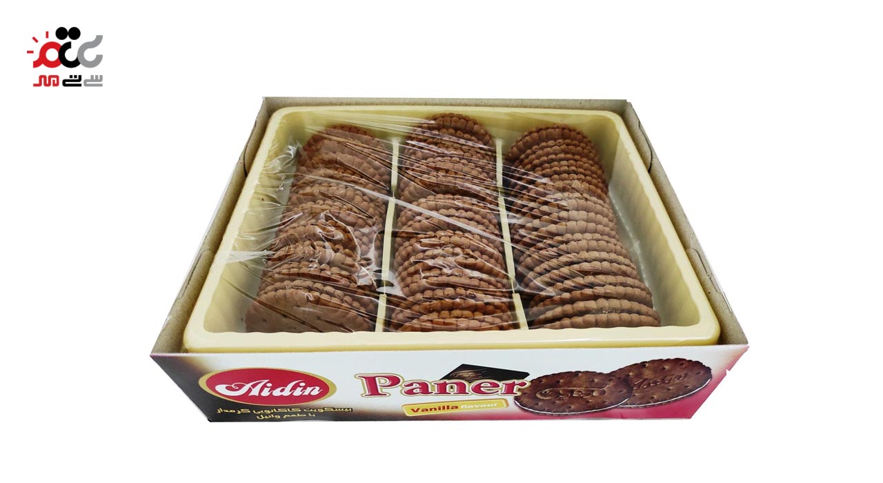 بیسکویت کاکائویی کرمدار با طعم وانیل پانر آیدین 425 گرمی