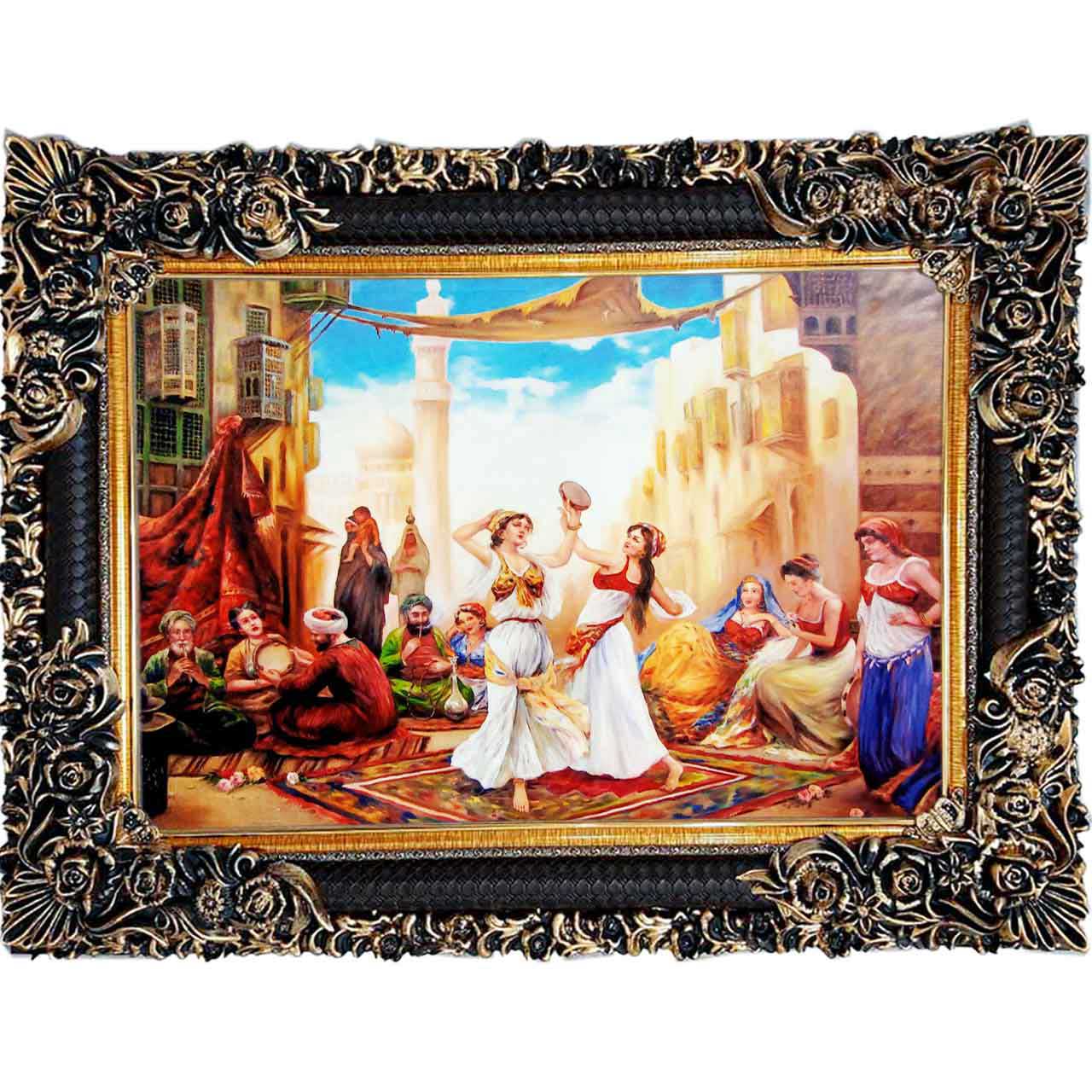 تابلو فرش چاپی طرح دهکده کد 13313 سایز 100×70 سانتی متری