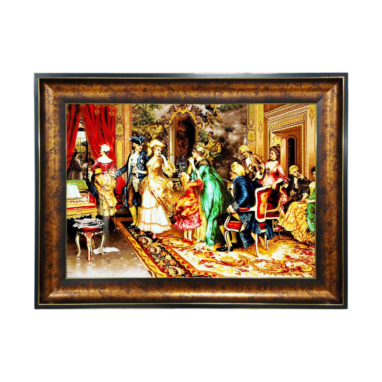 تابلو فرش چاپی طرح ضیافت کد 11017 سایز 50×35 سانتی متری