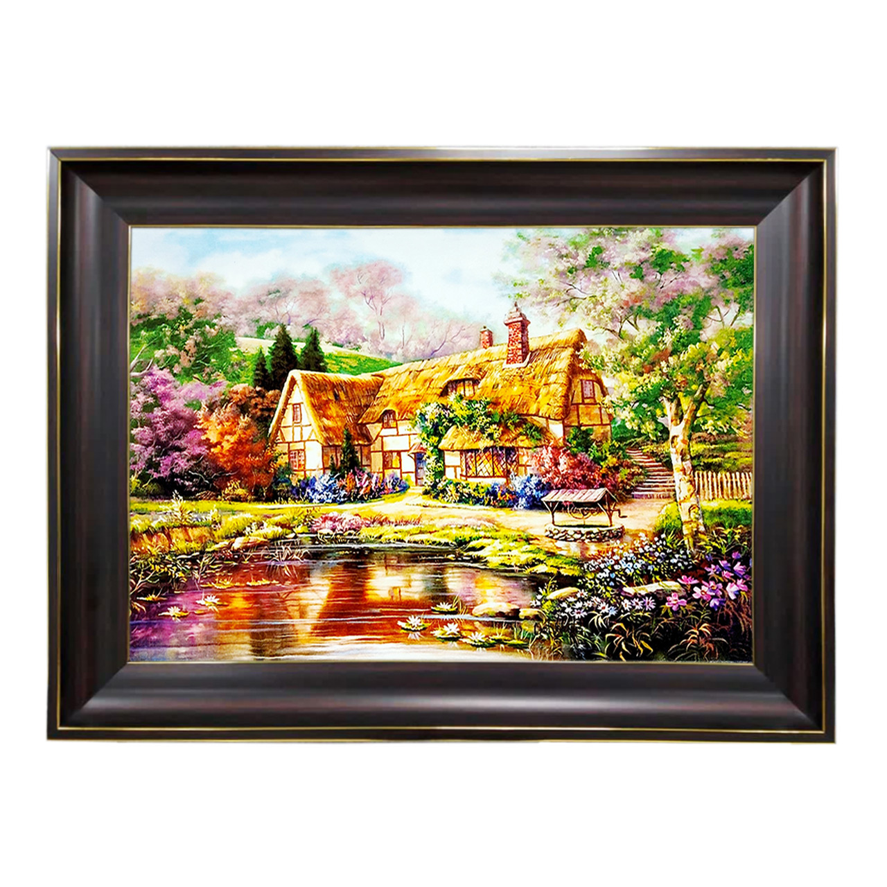 تابلو فرش چاپی طرح کلبه کد 10126 سایز 60×40 سانتی متری