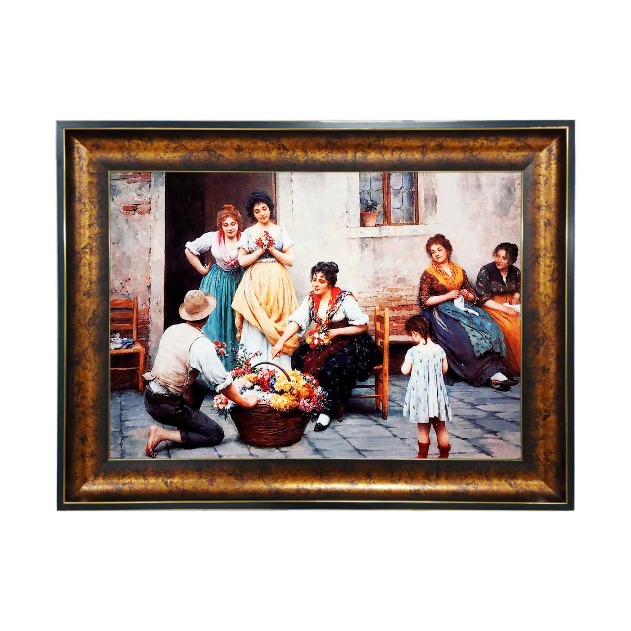 تابلو فرش چاپی طرح دهکده کد 11010 سایز 50×35 سانتی متری