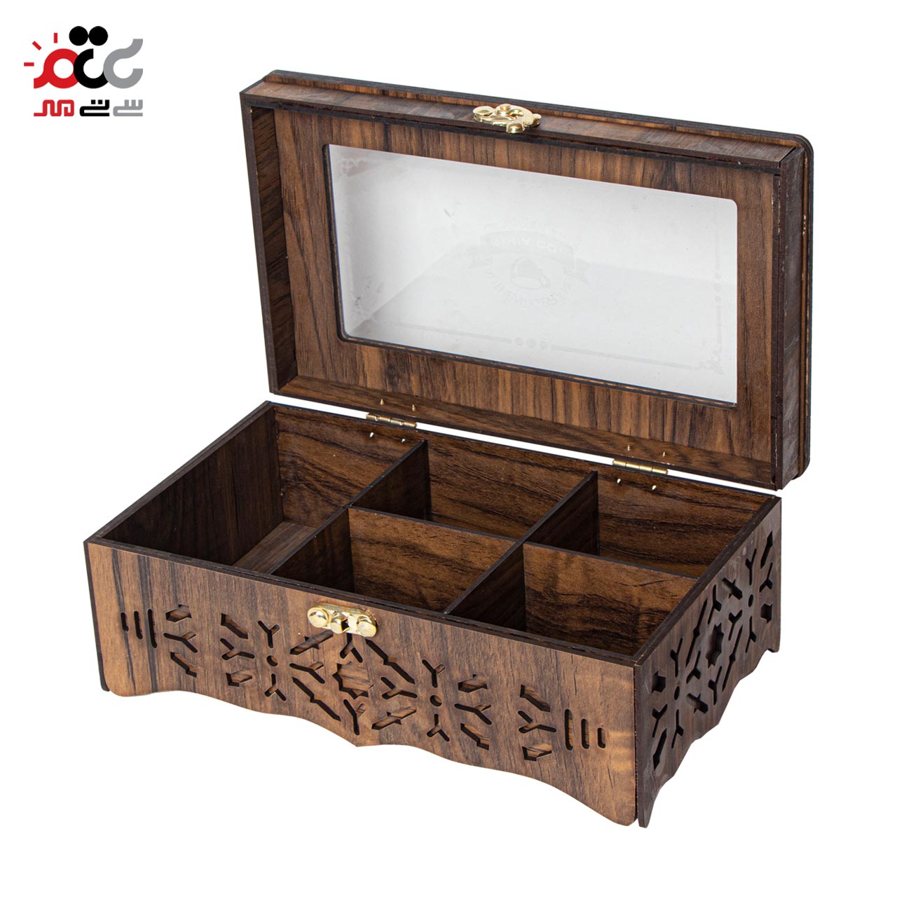 باکس چای چوبی مدل درب شیشه ای