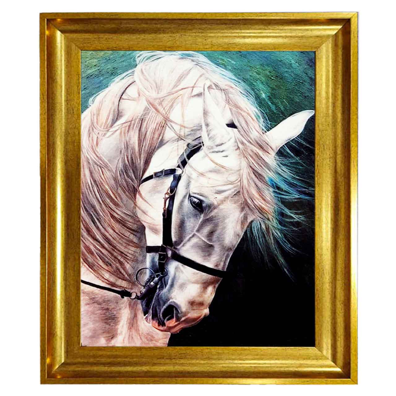 تابلو فرش چاپی طرح اسب کد 14308 سایز 100×70 سانتی متری