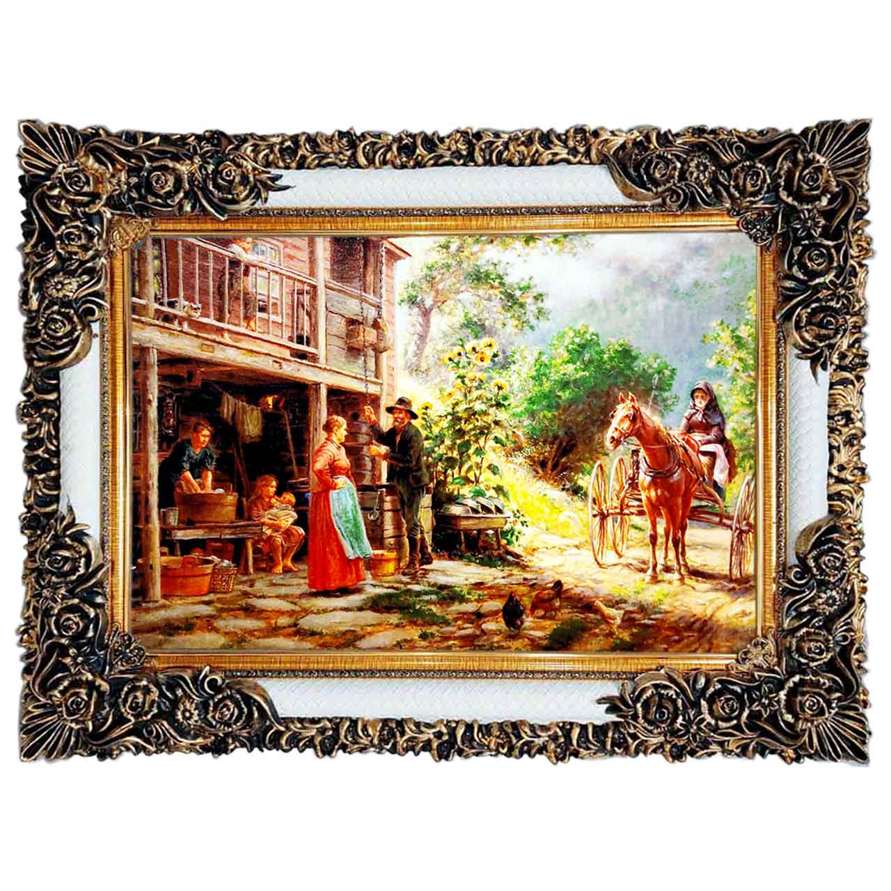 تابلو فرش چاپی طرح دهکده کد 11066 سایز 100×50 سانتی متری