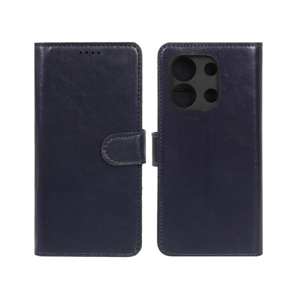 کیف موبایل چرمی مگنتی محافظ لنزدار Xiaomi Redmi Note 13 Pro 5G / Poco X6 5G - سرمه ای