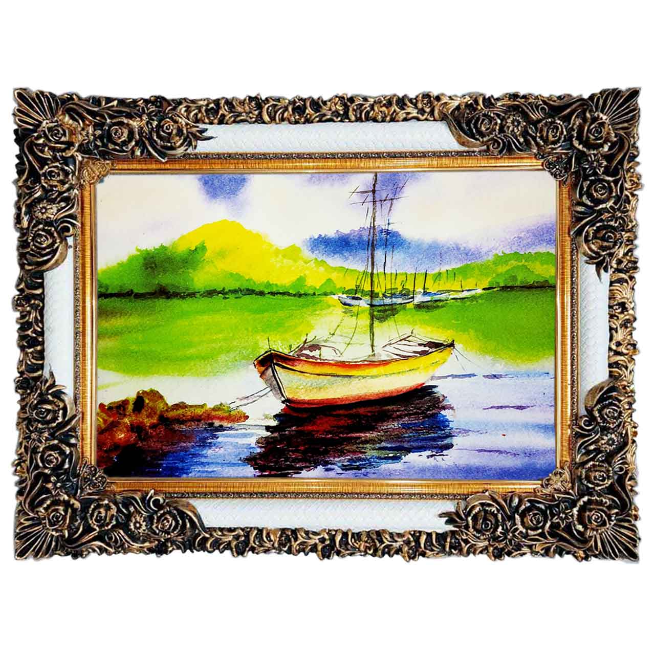 تابلو فرش چاپی طرح قایق کد 10246 سایز 100×50 سانتی متری