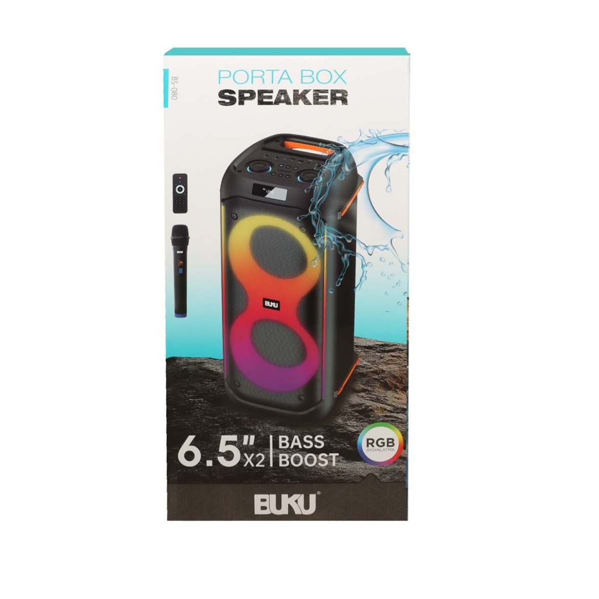 اسپیکر بی سیم BUKU مدل BS-080 - مشکی - MMS (گارانتی شش ماهه YA)