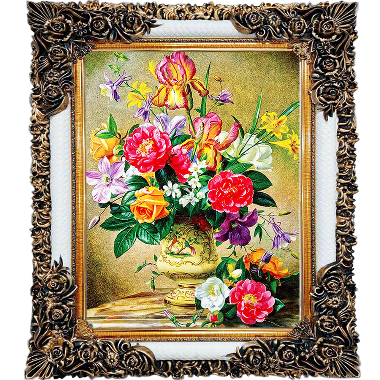 تابلو فرش چاپی طرح گل کد 12305 سایز 100×70 سانتی متری