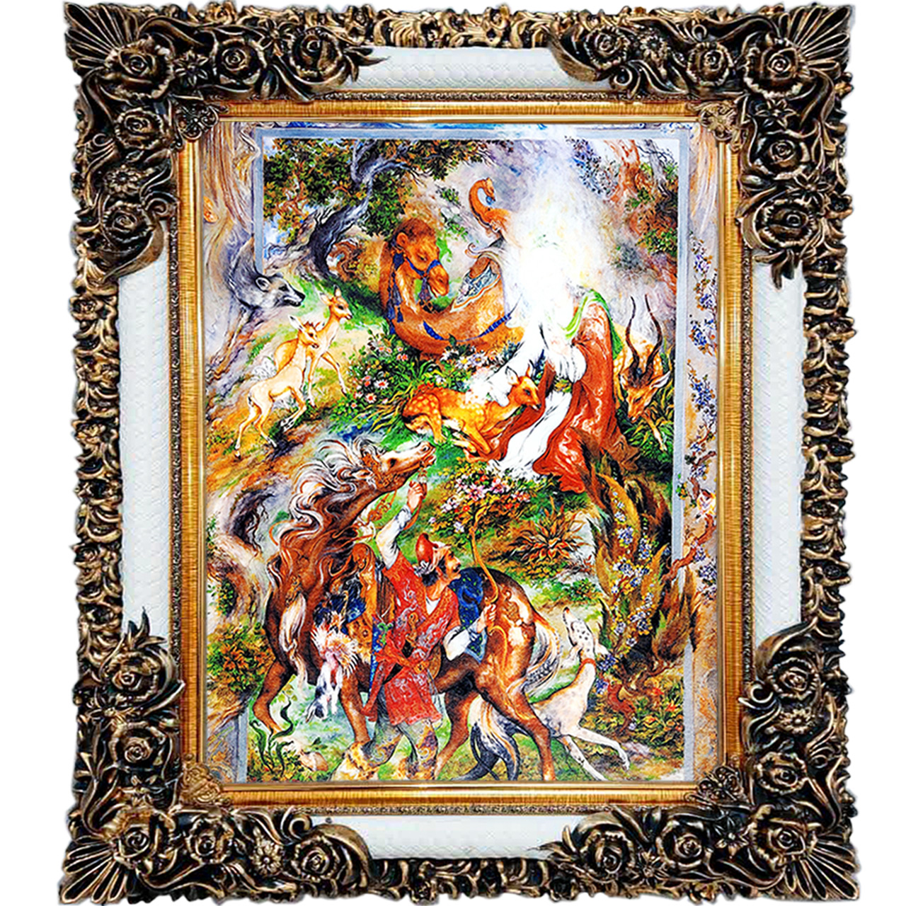 تابلو فرش چاپی طرح مینیاتوری کد 16017 سایز 70×100 سانتی متری