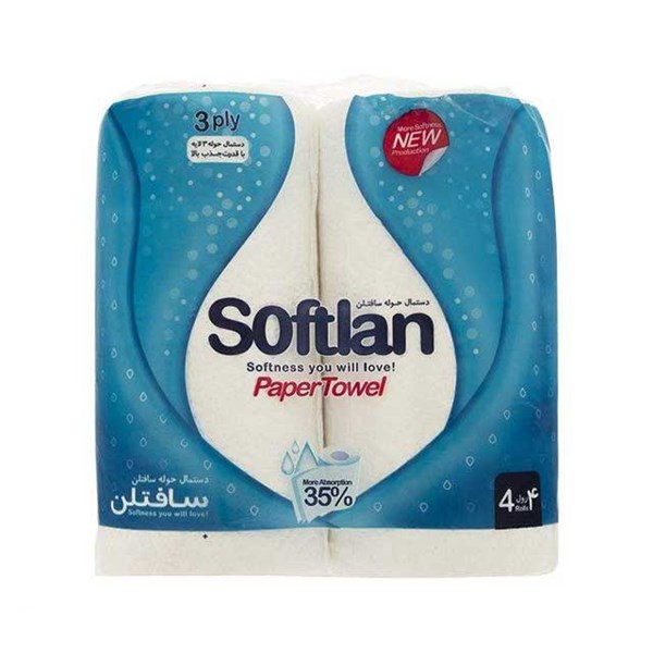 دستمال حوله ای سافتلن طرح قطره باران بسته 4 عددی