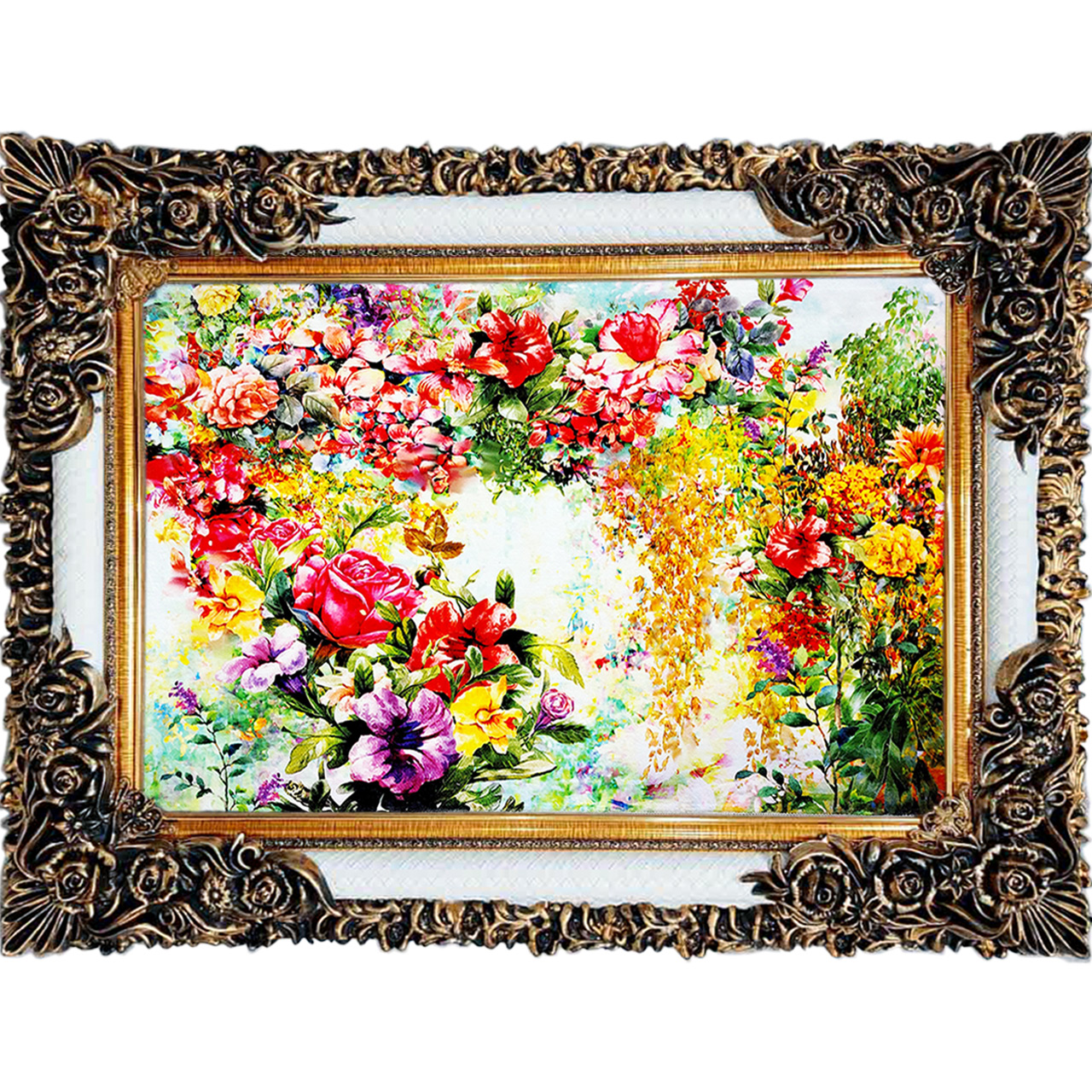 تابلو فرش چاپی طرح گل کد 12028 سایز 100×70 سانتی متری