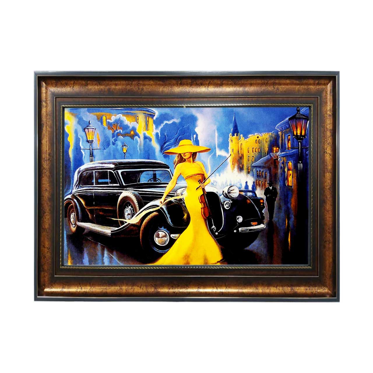 تابلو فرش چاپی طرح نوازنده کد 13309 سایز 50×35 سانتی متری