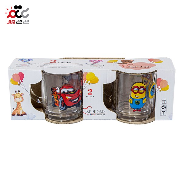 لیوان شیشه ای طرح فانتزی بسته 2 عددی