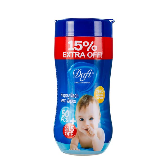 دستمال مرطوب کودک مناسب التهاب و سوختگی دافی 50 عددی