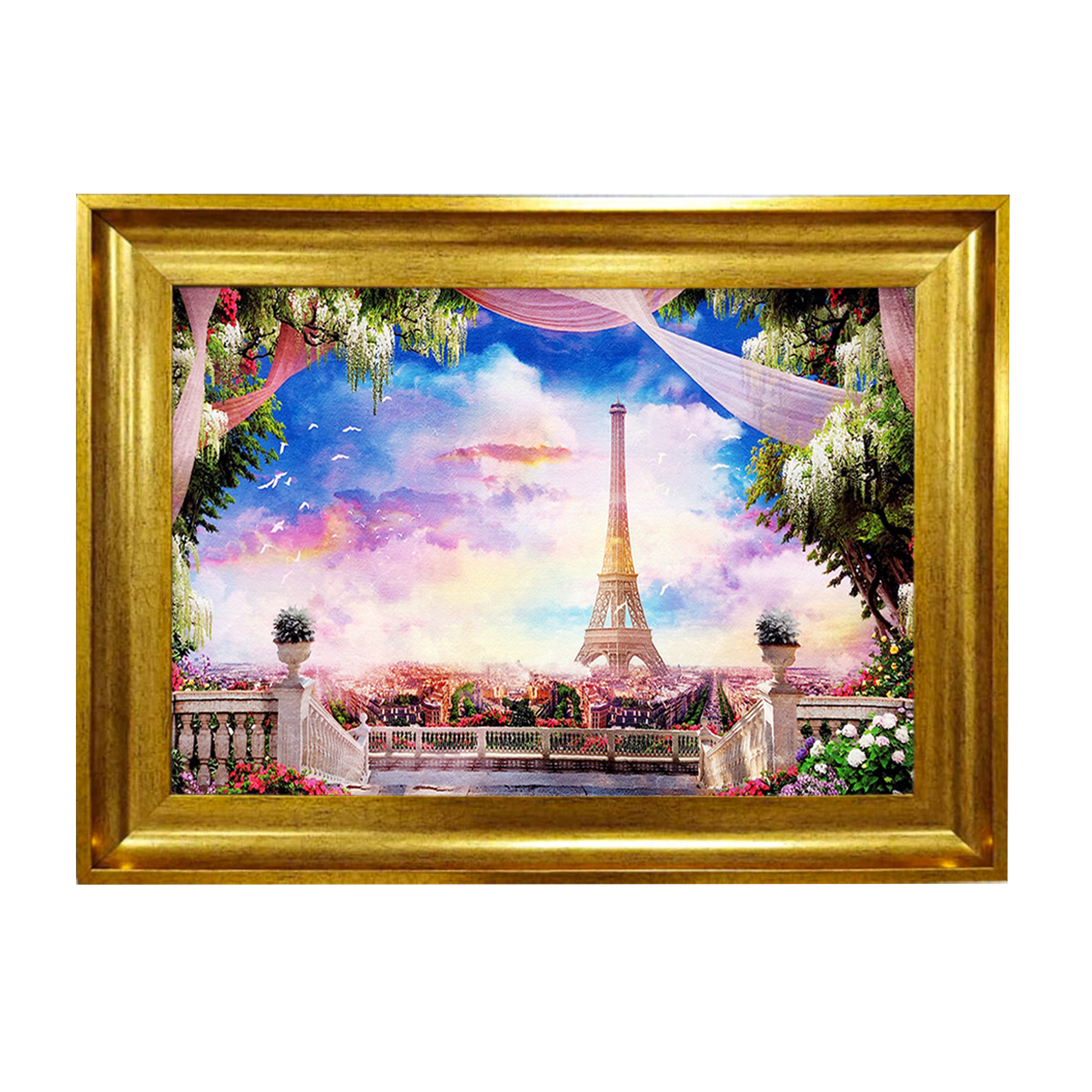 تابلو فرش چاپی طرح برج ایفل کد 10273 سایز 50×50 سانتی متری