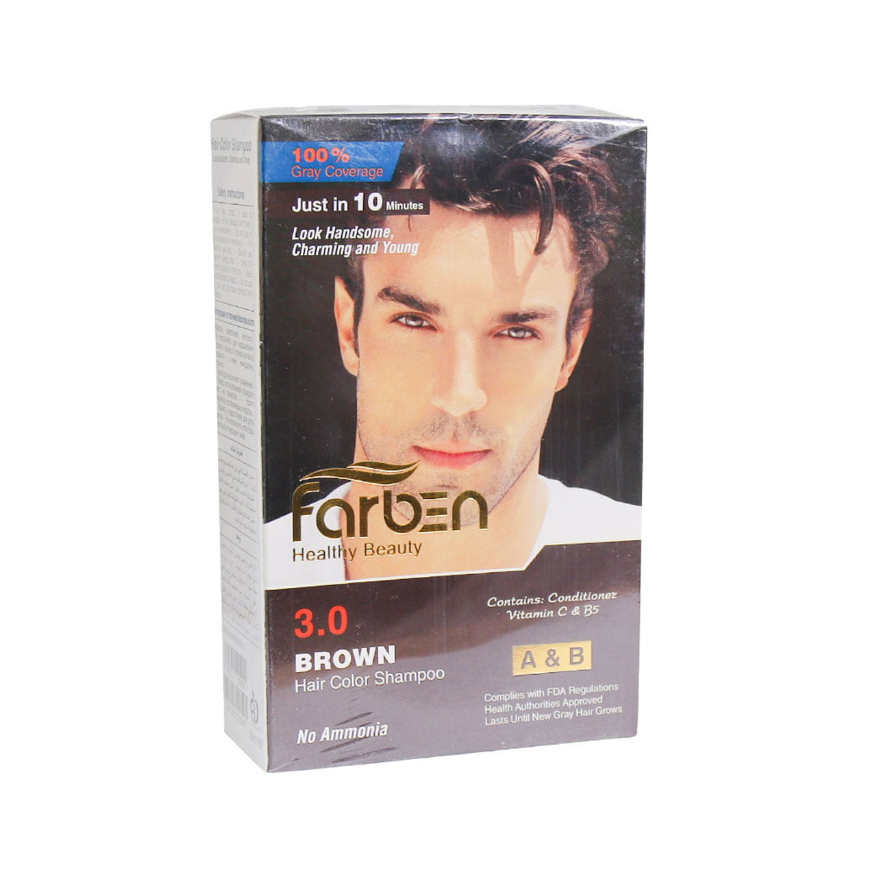 خرید شامپو رنگ مو فاربن رنگ قهوه ای کد 3.0