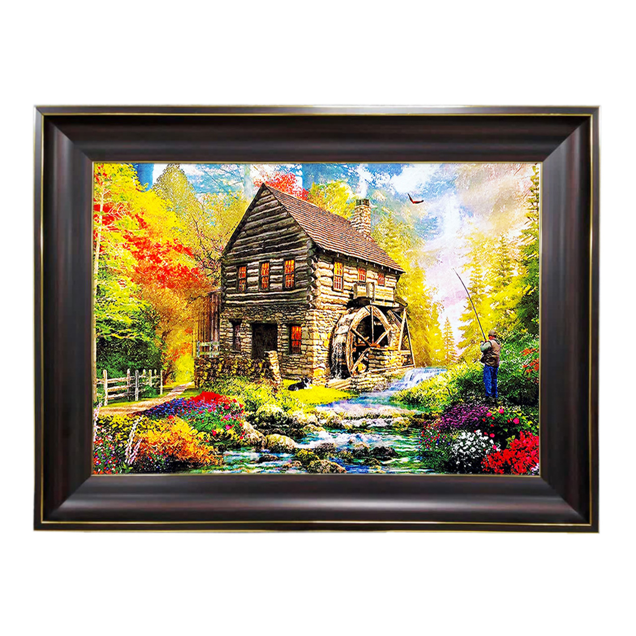 تابلو فرش چاپی طرح کلبه کد 10185 سایز 60×40 سانتی متری