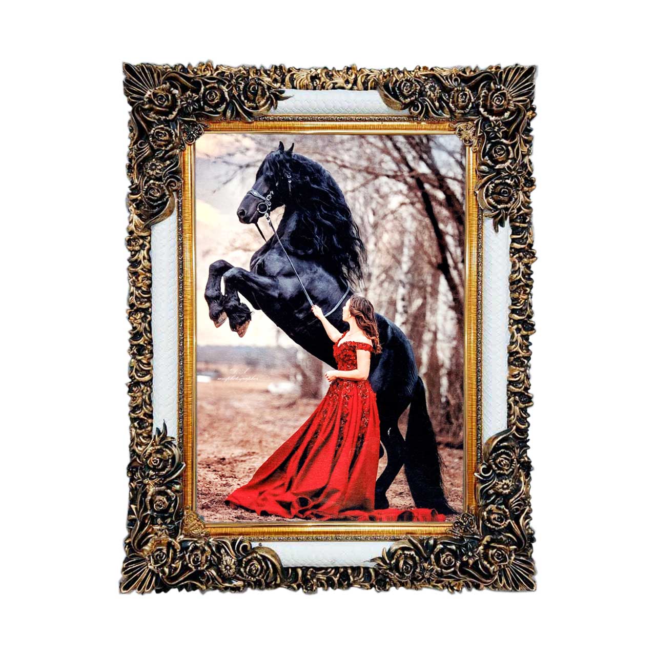 تابلو فرش چاپی طرح اسب کد 13003 سایز 50×50 سانتی متری