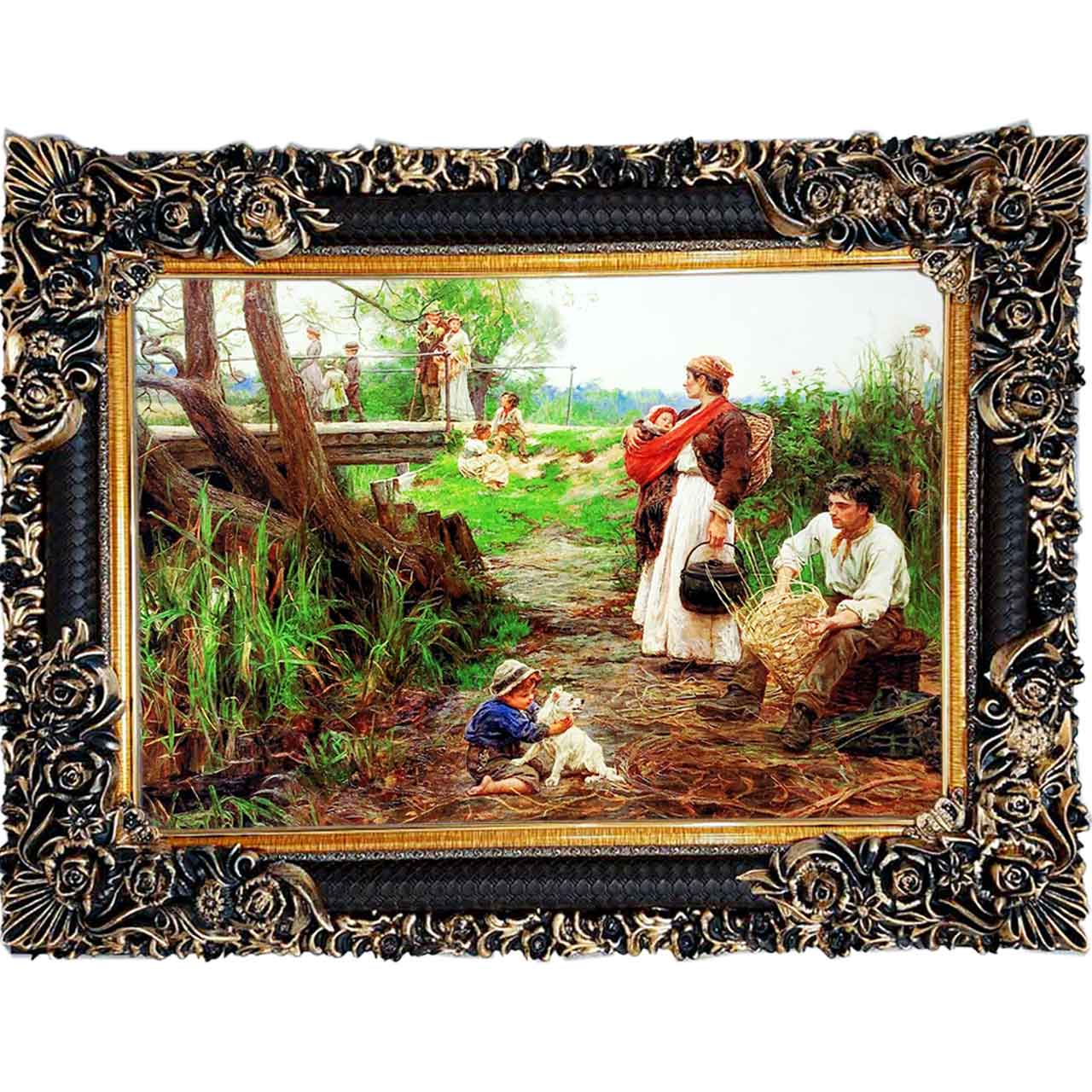 تابلو فرش چاپی طرح خانواده کد 11083 سایز 100×70 سانتی متری