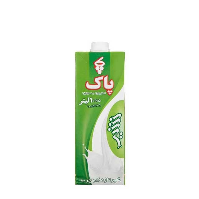 شیرپاکتی استریلیزه کم چرب پاک 1000 میلی لیتری