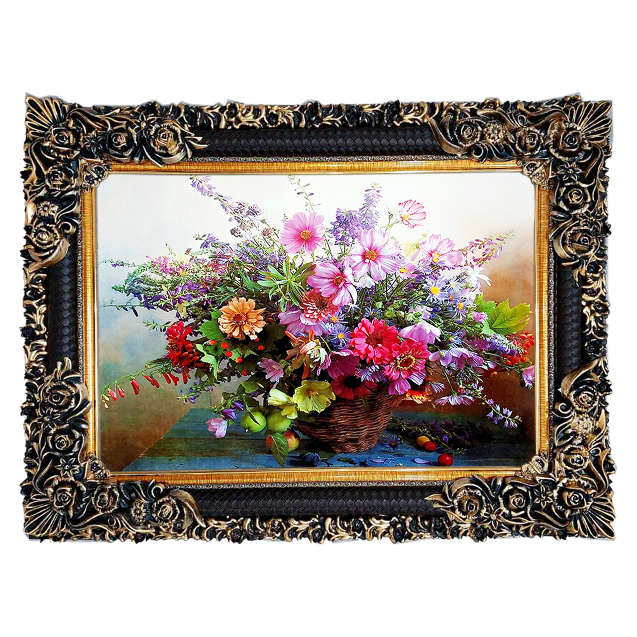 تابلو فرش چاپی طرح گل کد 12009 سایز 70×50 سانتی متری