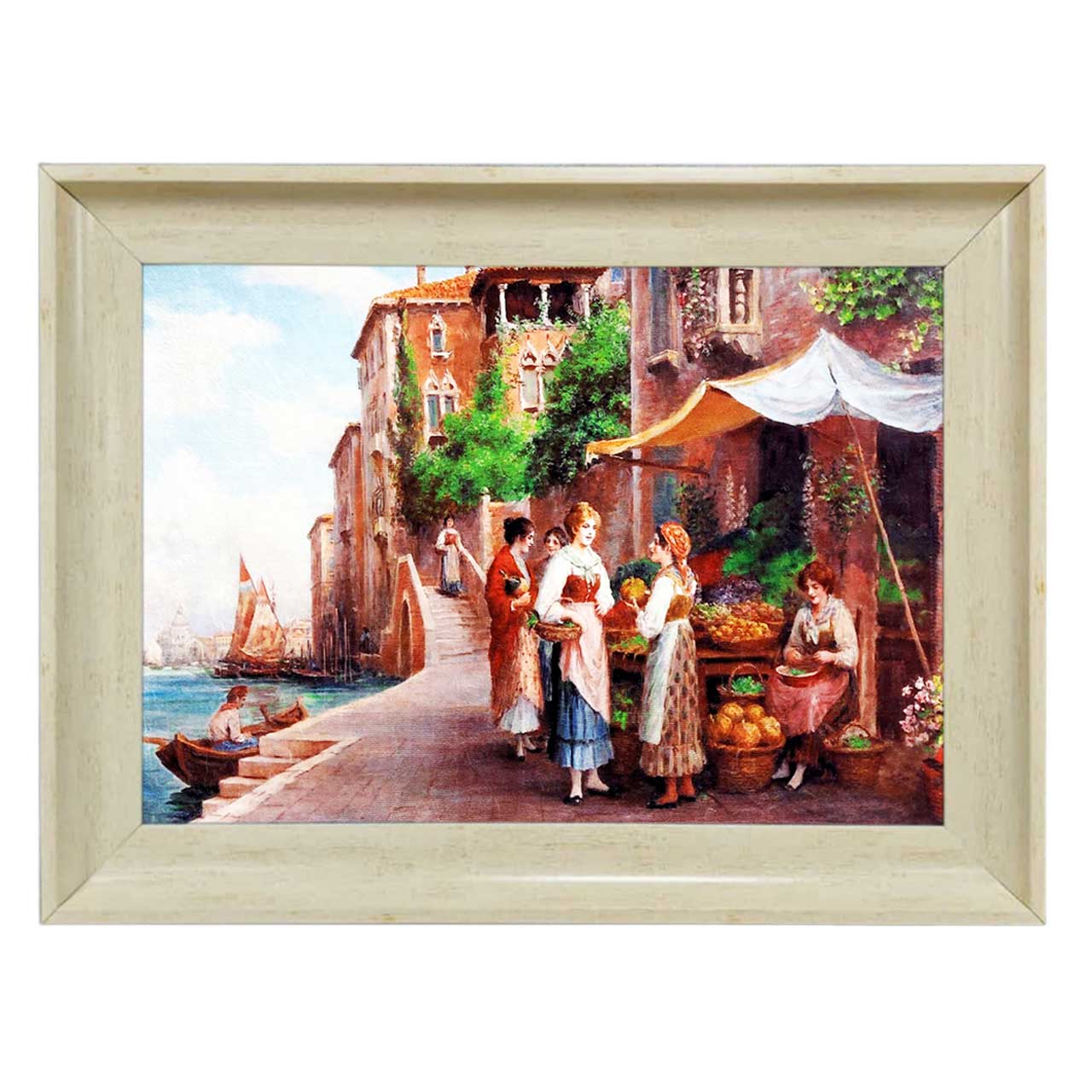 تابلو فرش چاپی طرح دهکده کد 11068 سایز 70×50 سانتی متری