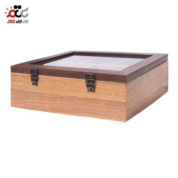 باکس چای چوبی رایکا مدل مستطیل 5 خانه