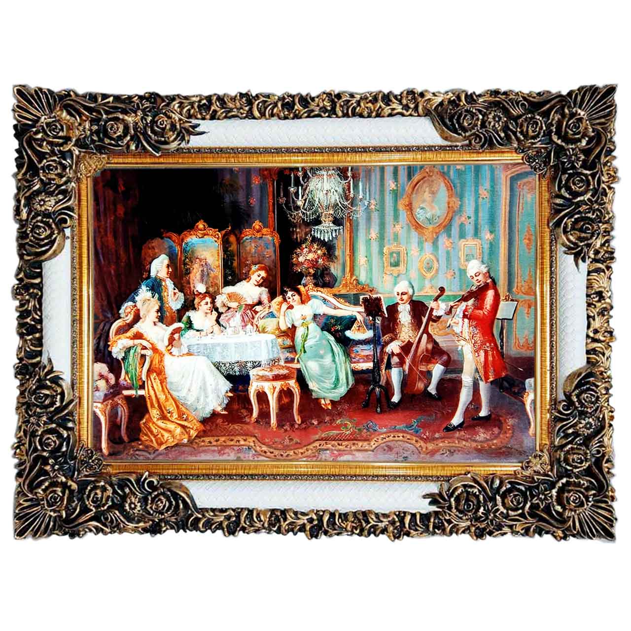 تابلو فرش چاپی طرح مهمانی کد 11057 سایز 100×50 سانتی متری