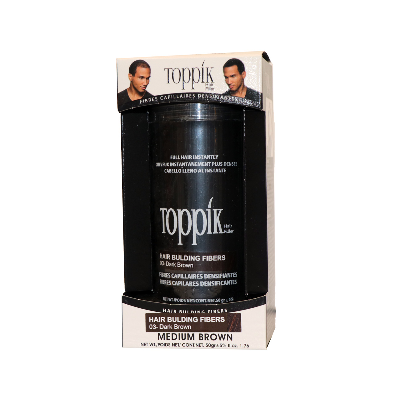 پودر پرپشت کننده مو تاپیک کد 03 رنگ قهوه ای متوسط 50 گرمی