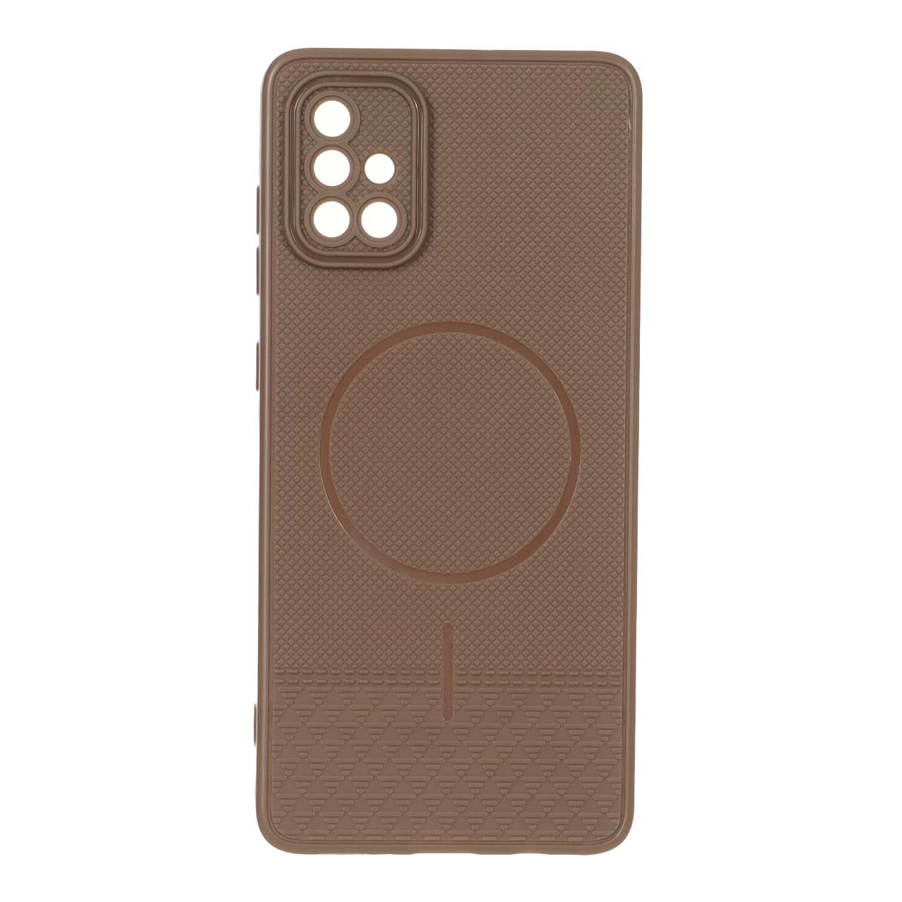 قاب شطرنجی طرح مگ سیف محافظ لنزدار Samsung Galaxy A71 - قهوه ای 