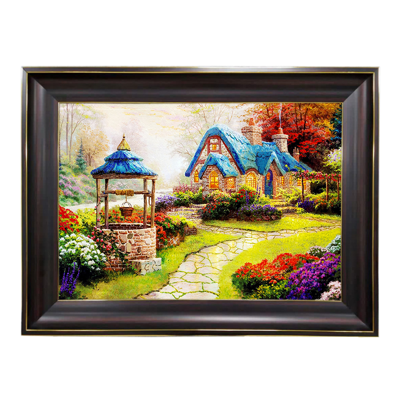 تابلو فرش چاپی طرح کلبه کد 10087 سایز 60×40 سانتی متری