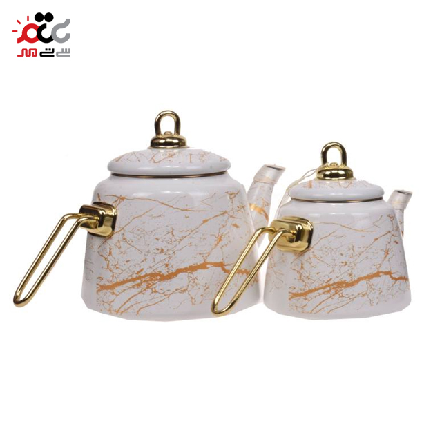 ست کتری و قوری سفید طلایی کاراجا مدل 4PCS