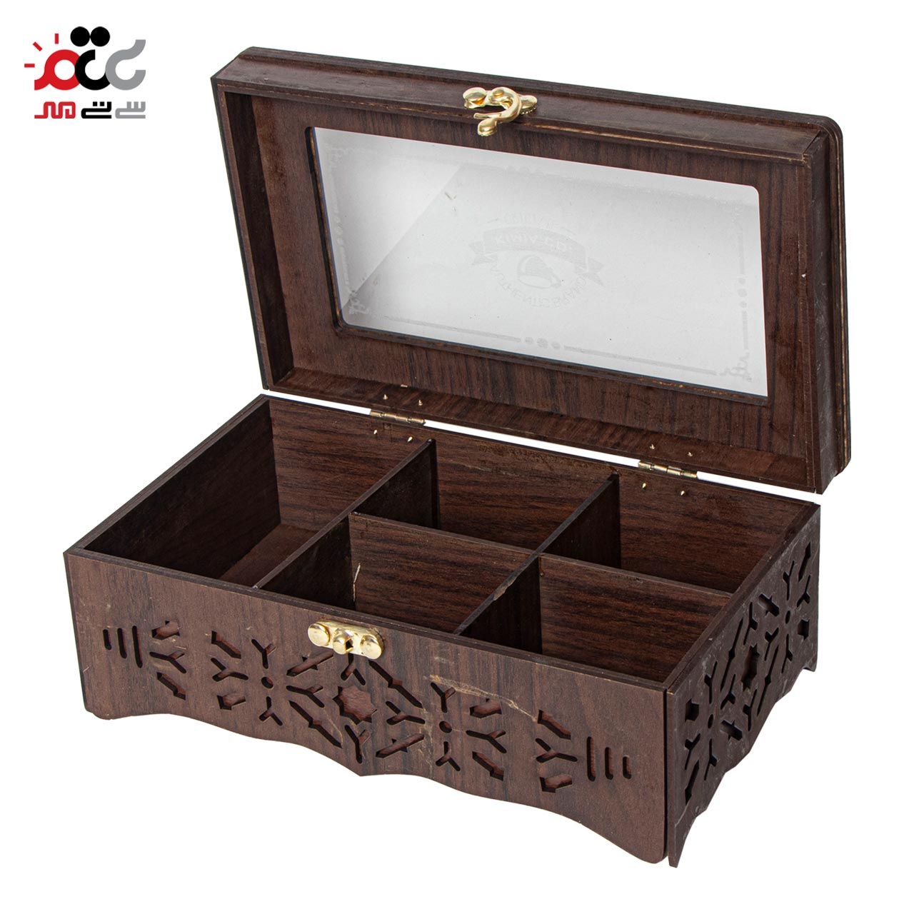 باکس چای چوبی مدل درب شیشه ای