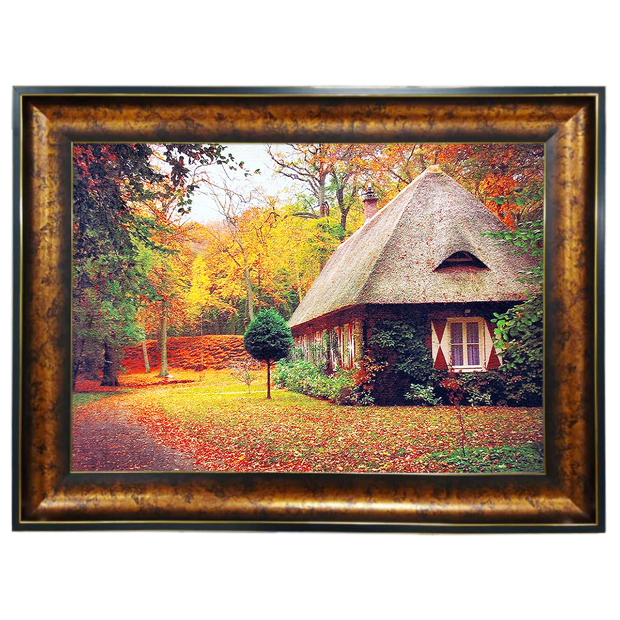 تابلو فرش چاپی طرح کلبه کد 10140 سایز 100×50 سانتی متری