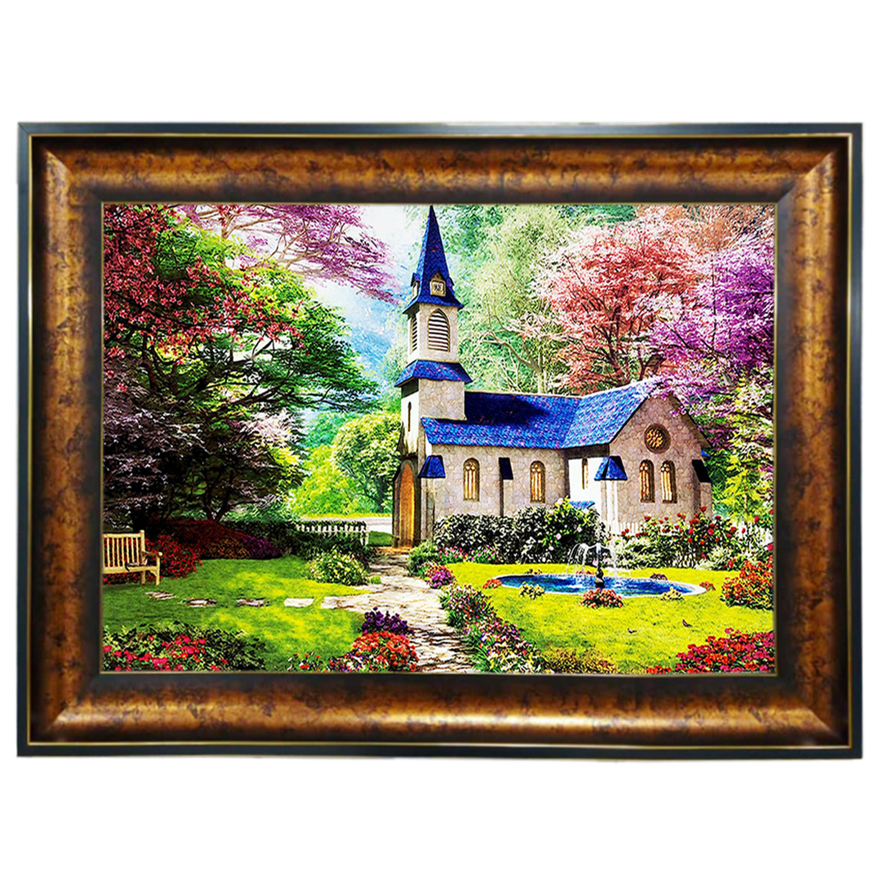 تابلو فرش چاپی طرح کلبه کد 10020 سایز 100×50 سانتی متری