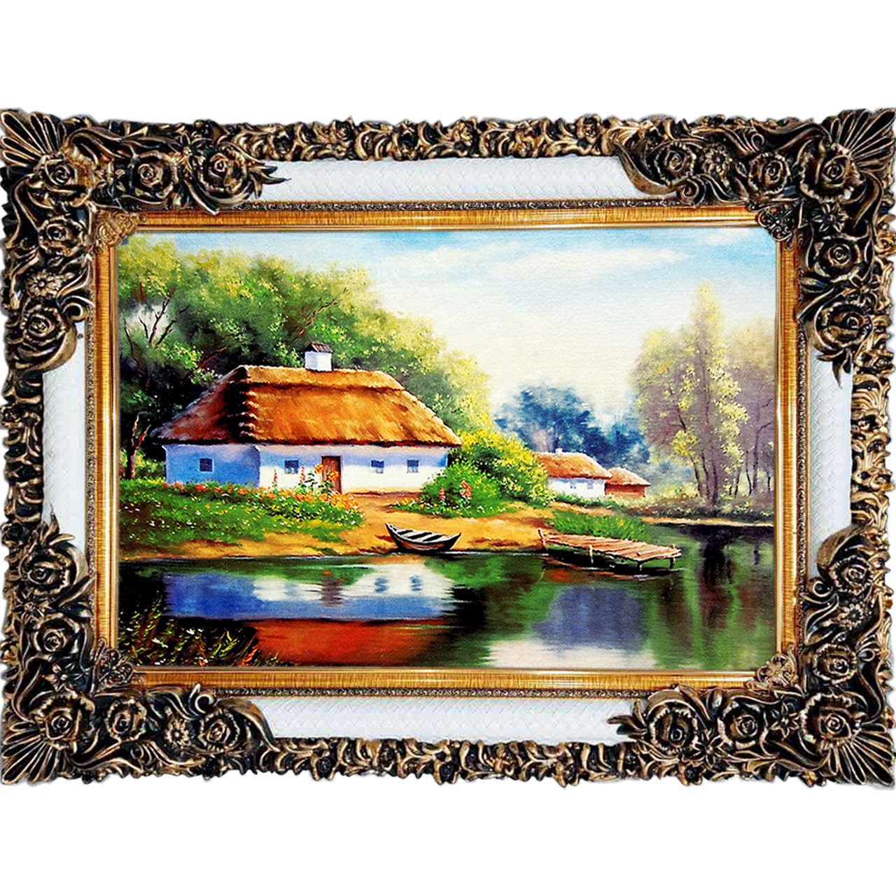 تابلو فرش چاپی طرح دریاچه کد 10257 سایز 100×70 سانتی متری