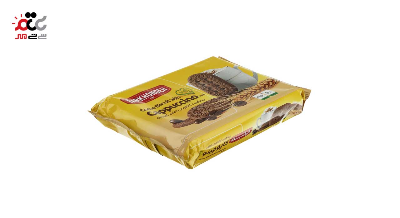 بیسکویت کاکائویی با طعم کاپوچینو فرخنده 320 گرمی