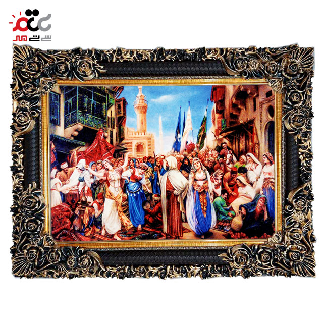 تابلو فرش چاپی طرح روستا کد 13319 سایز 50×35 سانتی متری