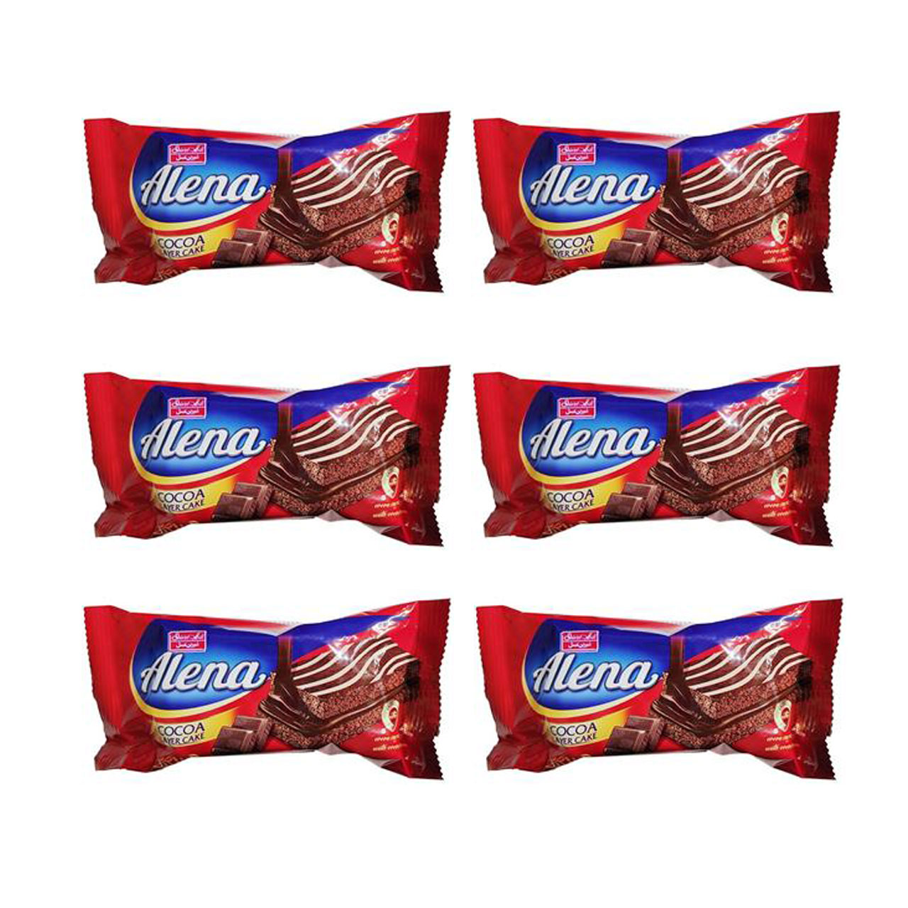 کیک لایه ای با طعم کرم کاکائو آلنا شیرین عسل 40 گرمی بسته 36 عددی